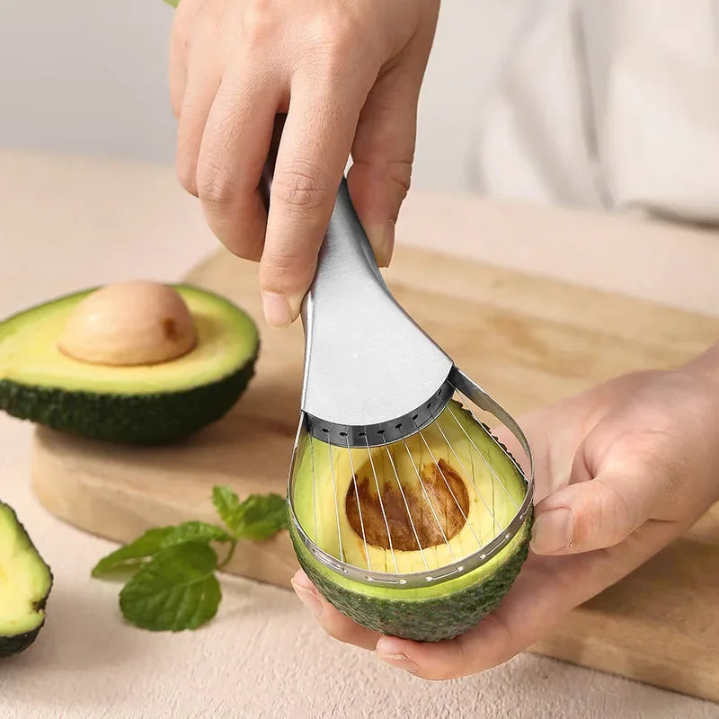Hemasa Stainless Steel Avocado Slicer Avocado Peeler, Multifunctional Avocado Knife Kitchen 2 in 1 Fruit Avocado Cutter Core Separator Knife Tool