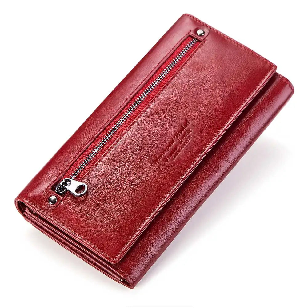 Tejesa  Leather Cell Phone Clutch Bag for RFID Protect Card Holder Purse Travel Zipper Pocket Long Handbag