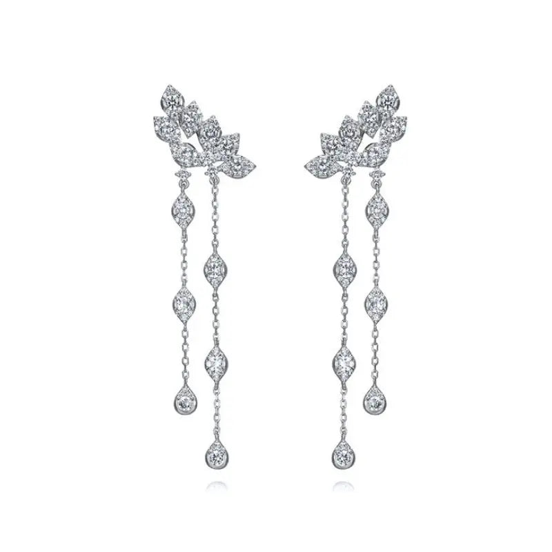 Hemasa 925 Sterling Silver Ear Buckles Fashion Hoop Earrings /White Crystal Luxury Women's Earrings Wedding Women's Jewelry Premium Gift
