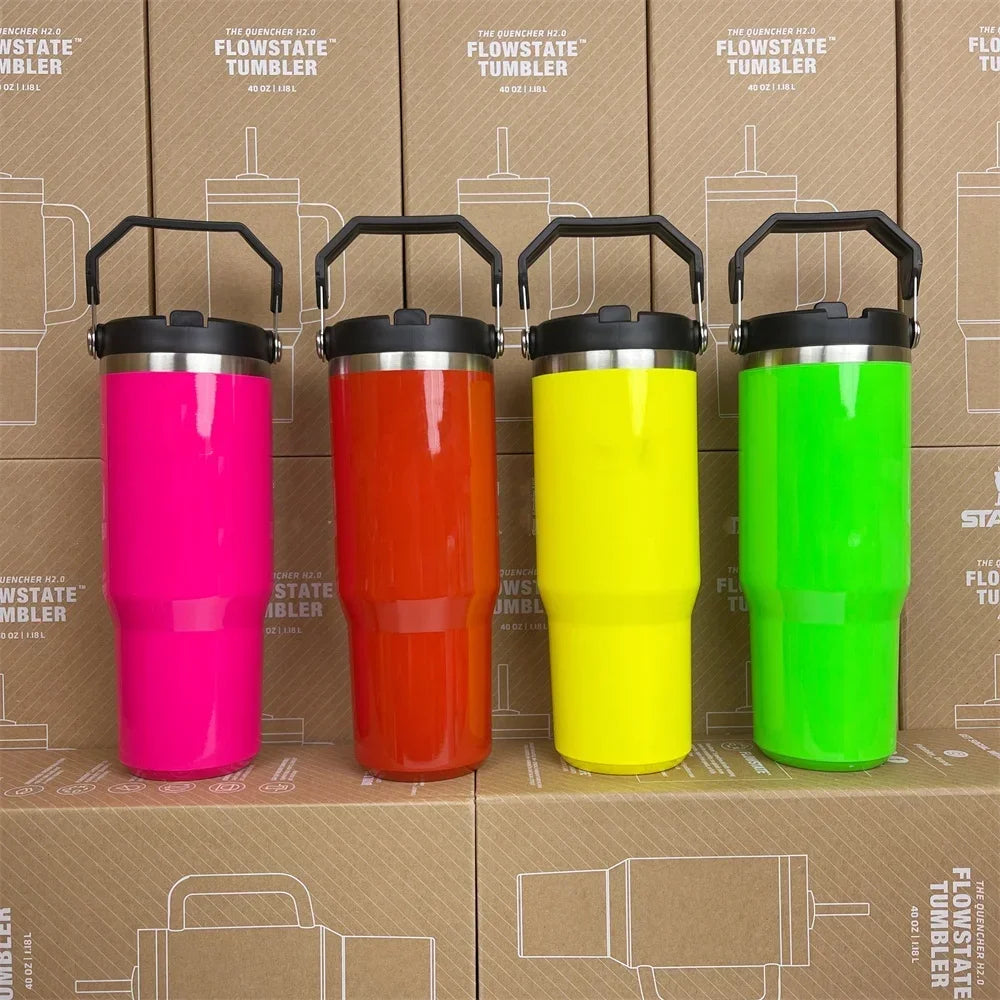 Hemasa Stanley 30oz Tumbler With Handle Leopard Tumbler With Straw Lids Stainless Steel Coffee cup