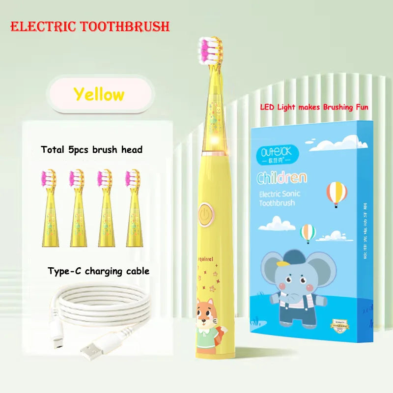 Children Sonic Electric Toothbrush Cartoon Kids With Replace The Toothbrush Head Ultrasonic Electric Toothbrush Sonic Brush Head