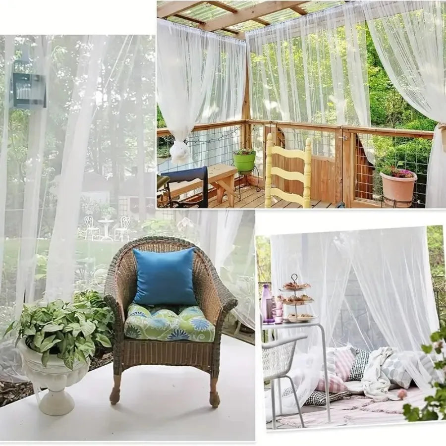 2PC Elegant White Sheer Backdrop Curtain with Pole Pocket Design Suitable for Weddings, Bridal Showers, Birthdays, Anniversaries