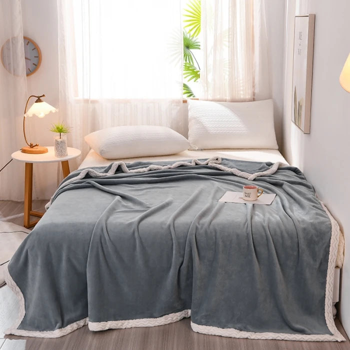 Solid Flannel Blankets for Beds Soft Warm Fluffy Faux Fur Mink Throw Solid Color Sofa Cover Bedspread Lightweight Blanket