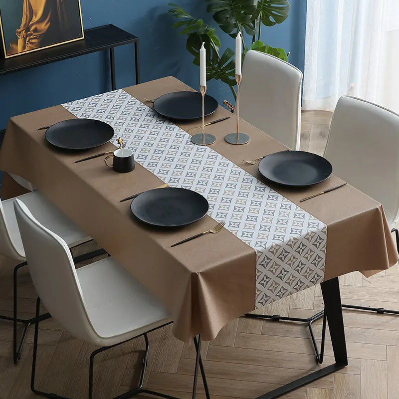 XZ0037 Tablecloth waterproof and heat-resistant PVC coffee table mat rectangular household thick dining table cloth tablecloth