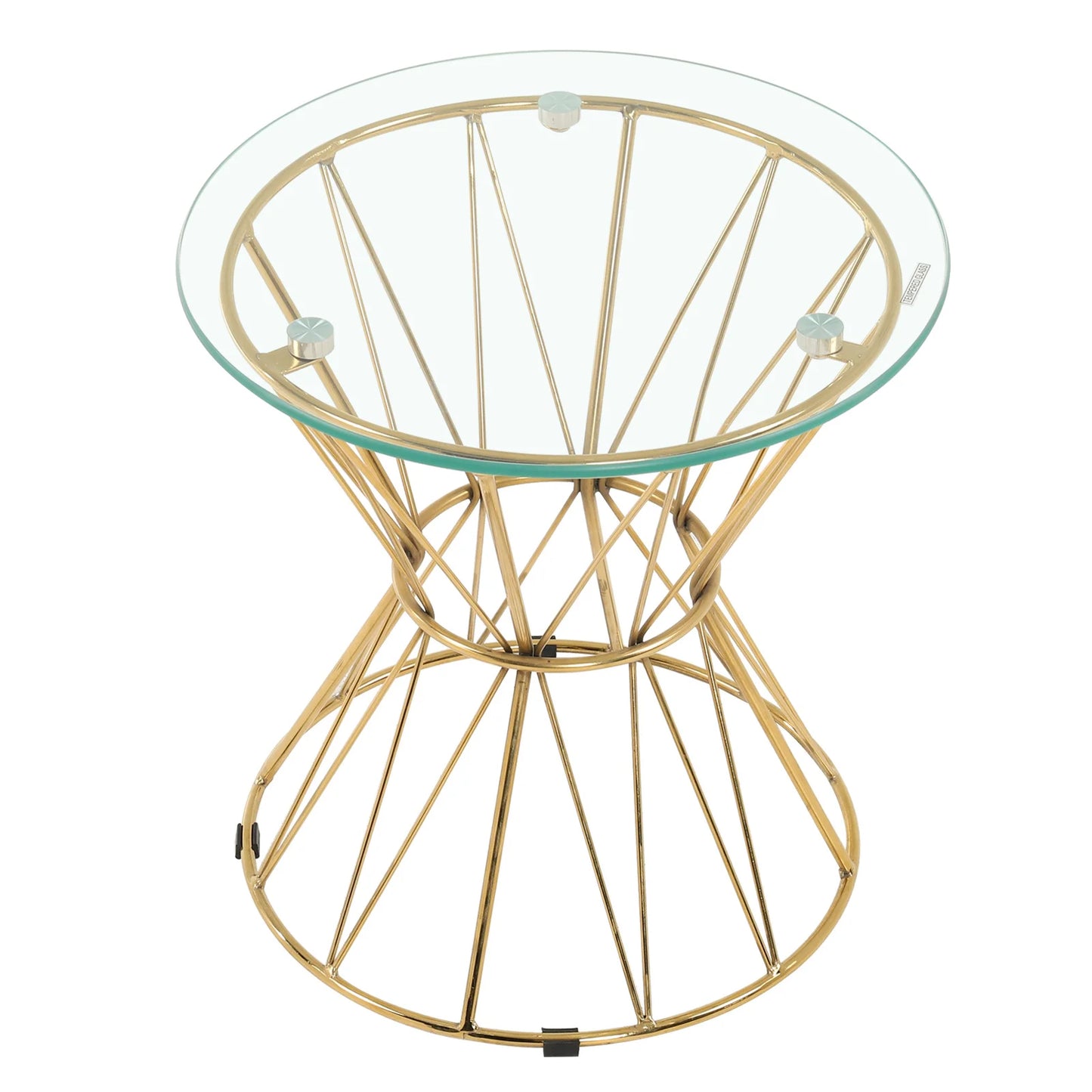 Modern Round Tempered Glass Side Table Steel Leg,Gold