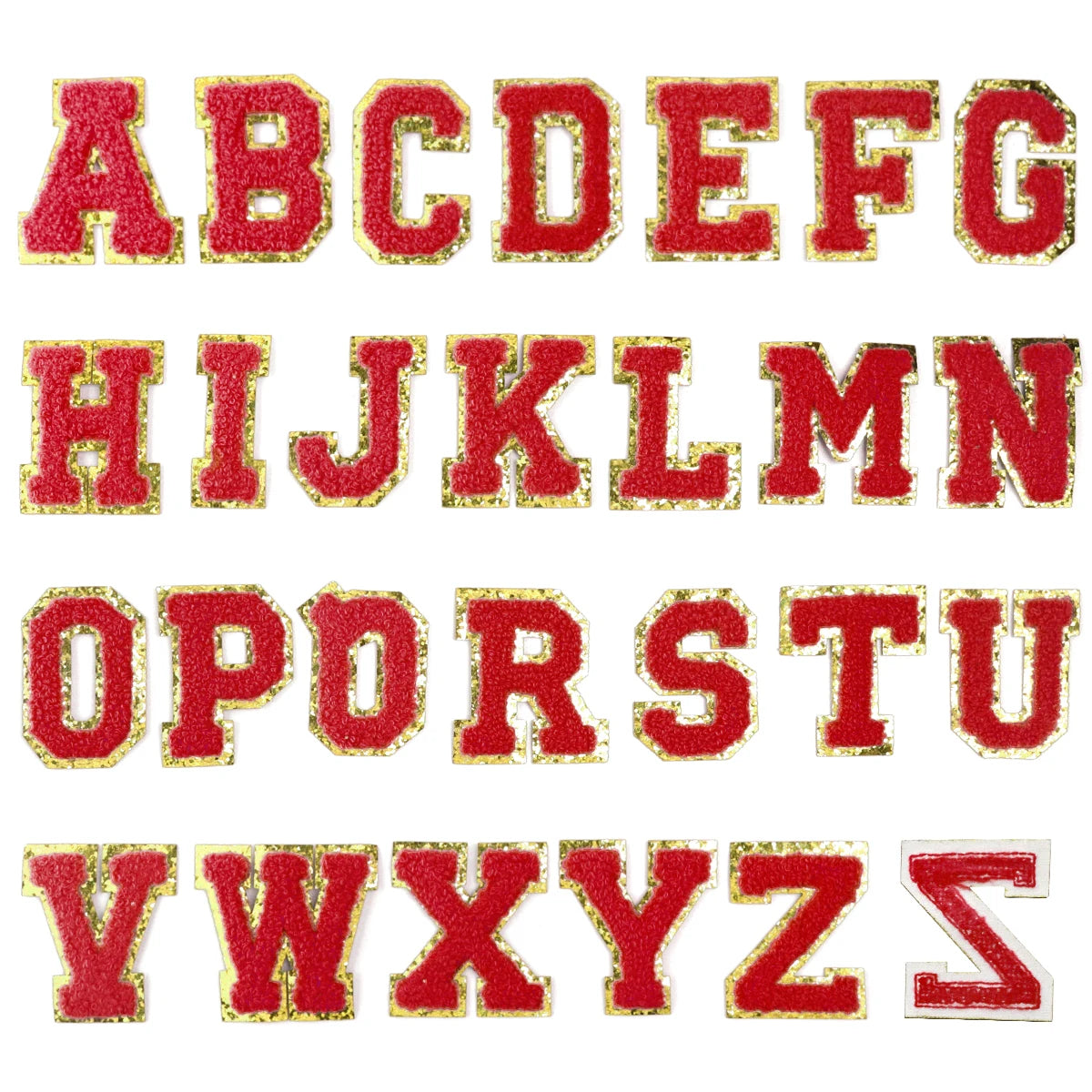 26Pcs/Set 6cm English Letter Patches Gold Edged Chenille Patches Ironing Fabric For DIY Crafts Name Sticker Bags Clothing Decor