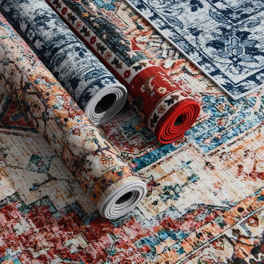 VIKAMA Upgrade Material Retro Ethnic Turkish Persian Living Room Bedside Bedroom Vintage Mat Entrance Carpet Rug Home Decor