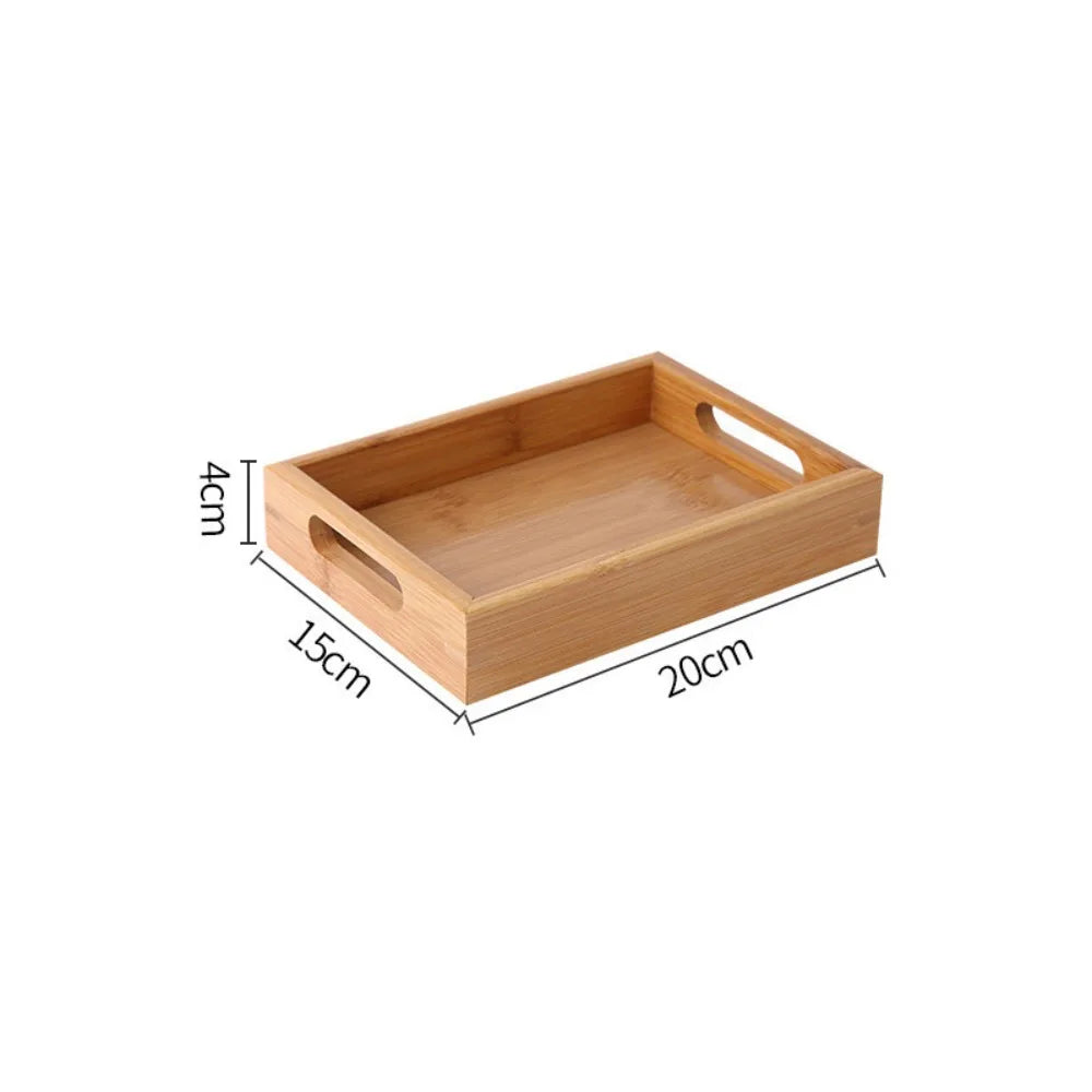 New Rectangular Bamboo Storage Tray Retro Solid Wood Storage Plate Household Tea Tray Water Cup Plate Home Kitchen Supplies