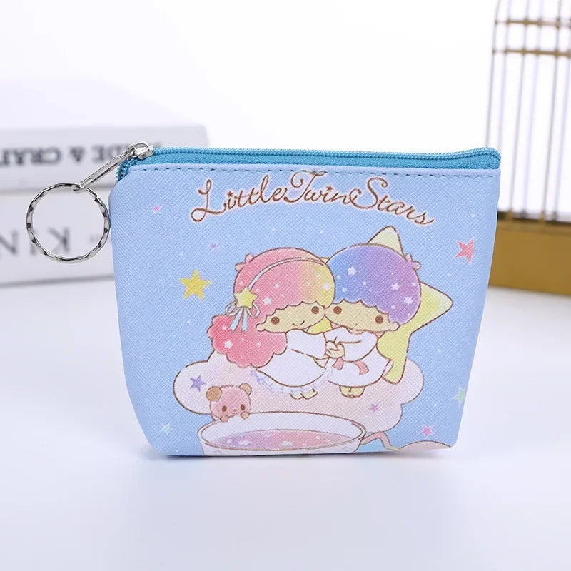 Hello Kitty Purse Coin Purses Cartoon Printed PU Melody Cute Wallet Bag Keychains Storage Bag Sanrio Kuromi Kawaii Mini Pouch