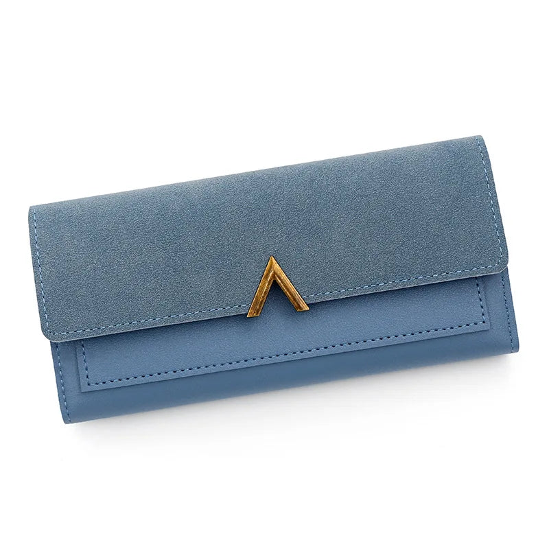 Tejesa  women's wallet long V-shaped buckle three fold wallet for women, hand-held bag, change card bag