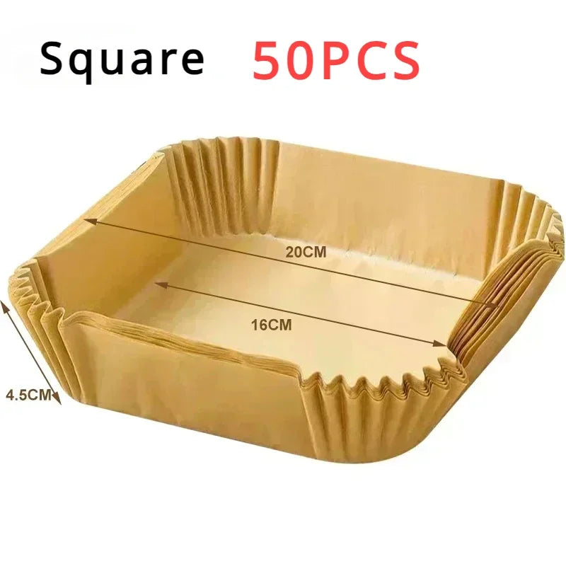 Tejesa Air Fryer Disposable Baking Paper Liner Non-Stick Mat Steamer Square Round Parchment for Microwave Oven Kitchen Cookers (20CM-Square, 200PCS)