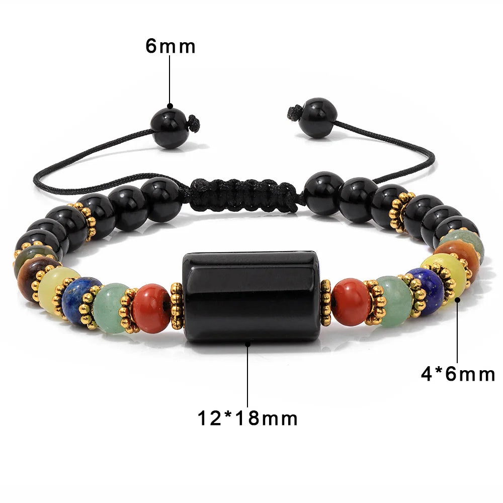 Tejesa Adjustable Cylinder Citrines Woven Bracelets For Women Men Natural Stone Colorful Rondelle Flat Beads Braided Bracelet Jewelry