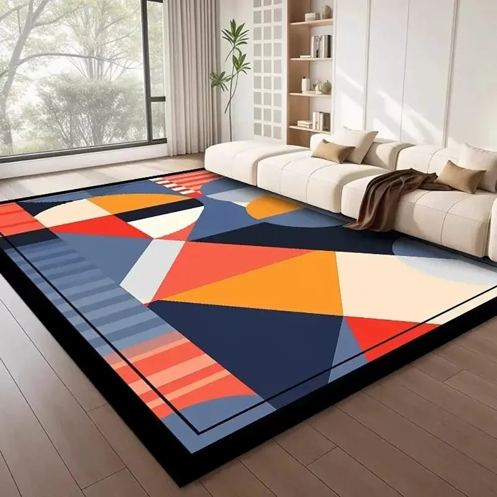 Tejesa  Large Flannel Rug Luxury Plaid Non-Slip Living Room Bedroom Mat Stain Resistant Washable Bedside Home Decor Rug