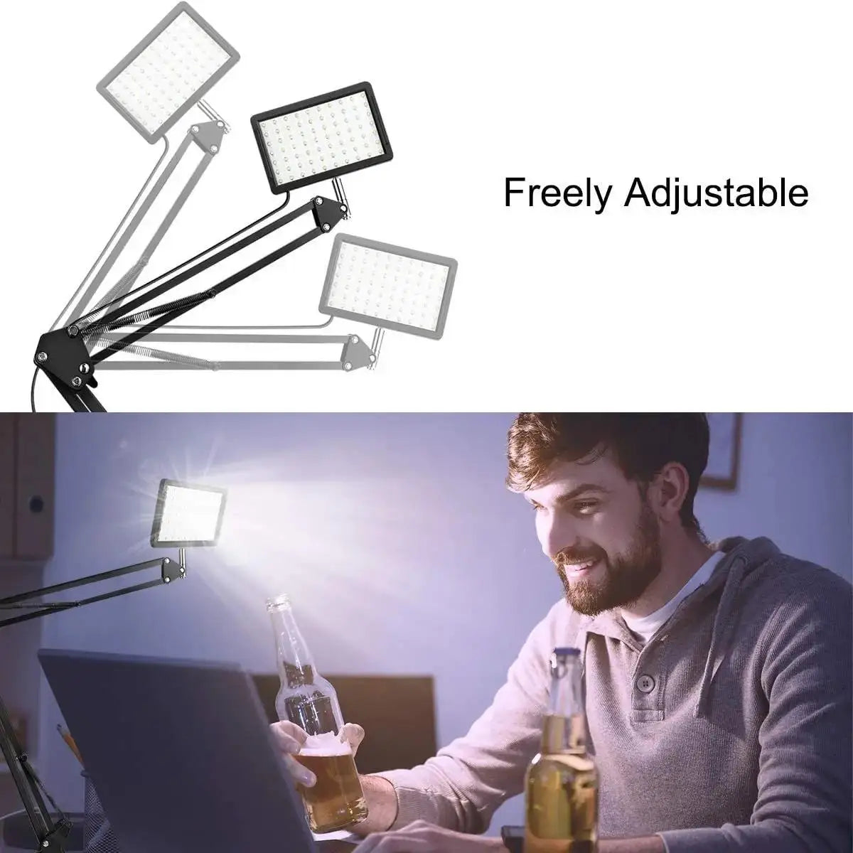 Tejesa LED Photography Light Selfie Lights Conference Lighting Photo Studio Lamp With Scissor Arm Stand For Zoom YouTube Live Streaming