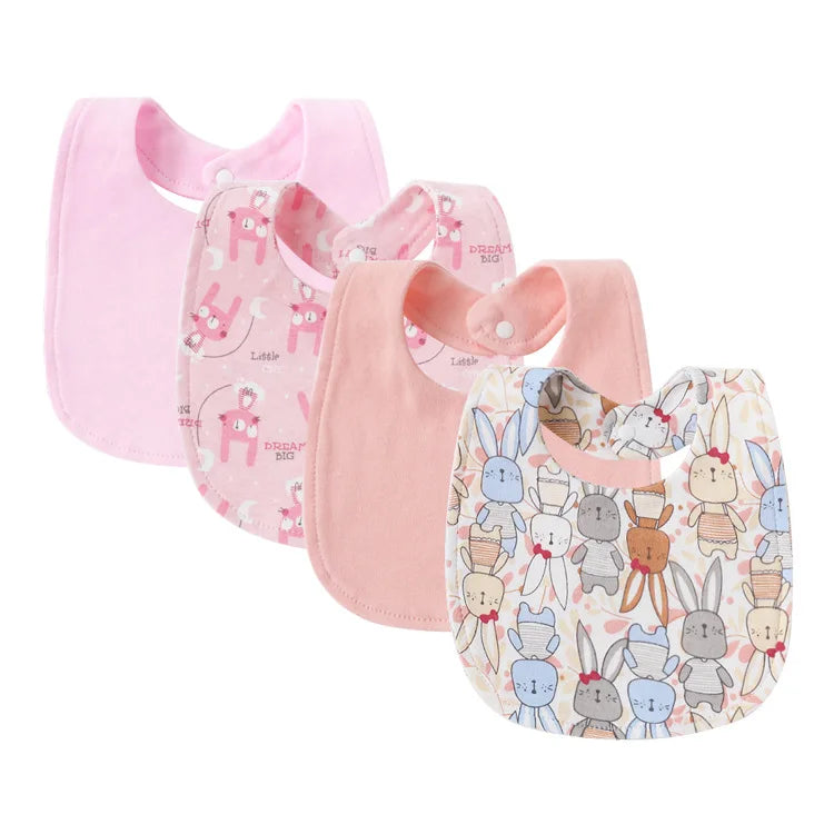 Tejesa 4Pcs Baby Bibs Burp Clothes / Newborn Saliva Towels for Girls Boys Cotton Kids Apron Infant Accessories Toddler Bibs Set