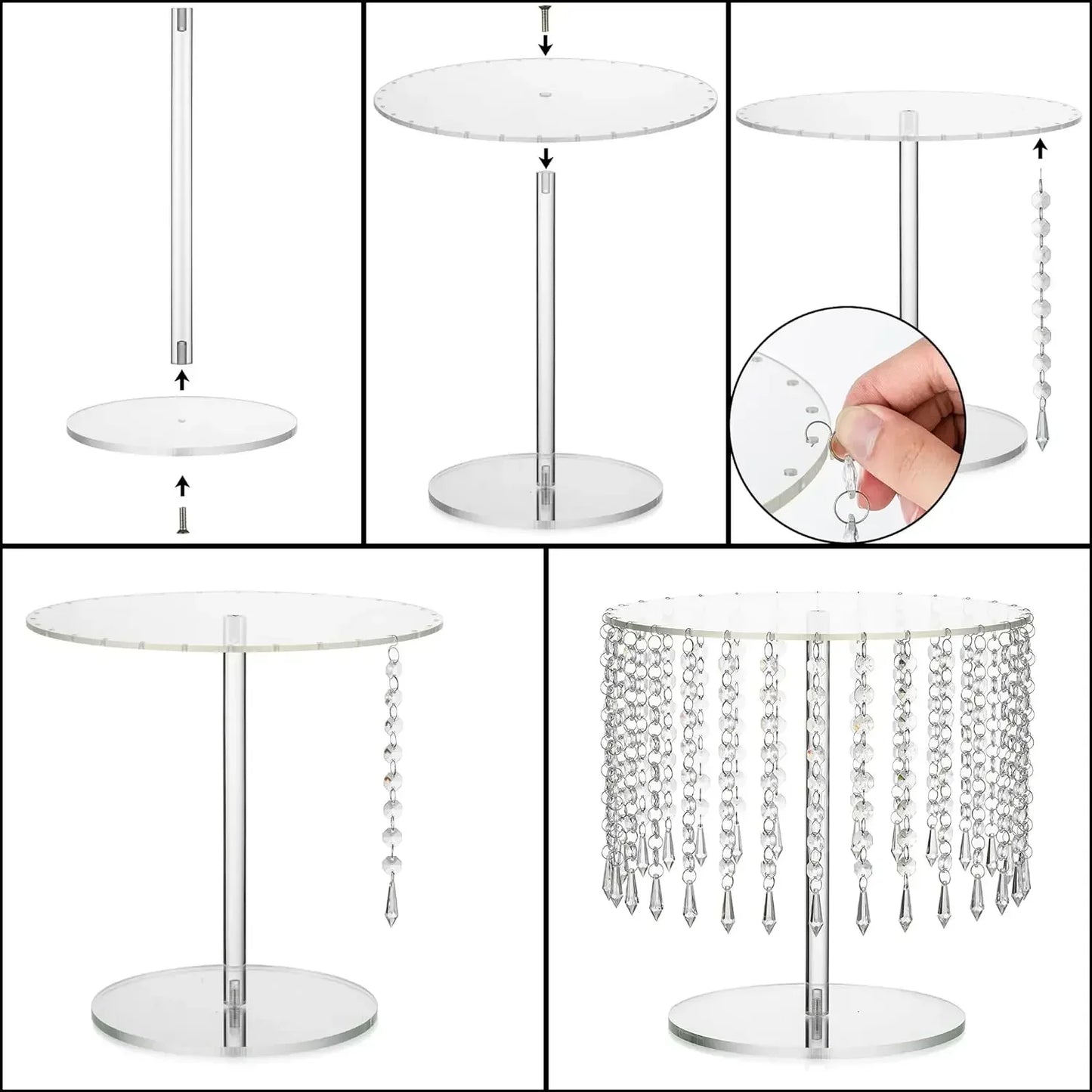 Tejesa Acrylic cake rack circular cupcake rack dessert display rack with crystal chandelier for wedding birthday party table decoration