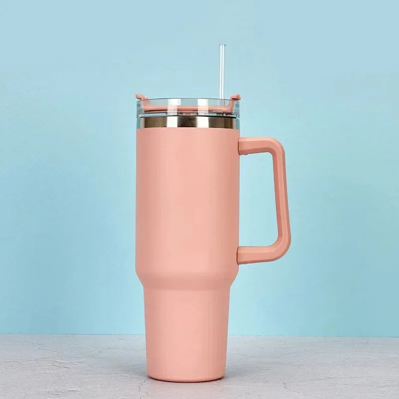 Hemasa 40oz Stainless Steel Water Bottle  Car Coffee Mug Personalized Tumbler with Handle Lid Straw Vacuum Thermos Cup