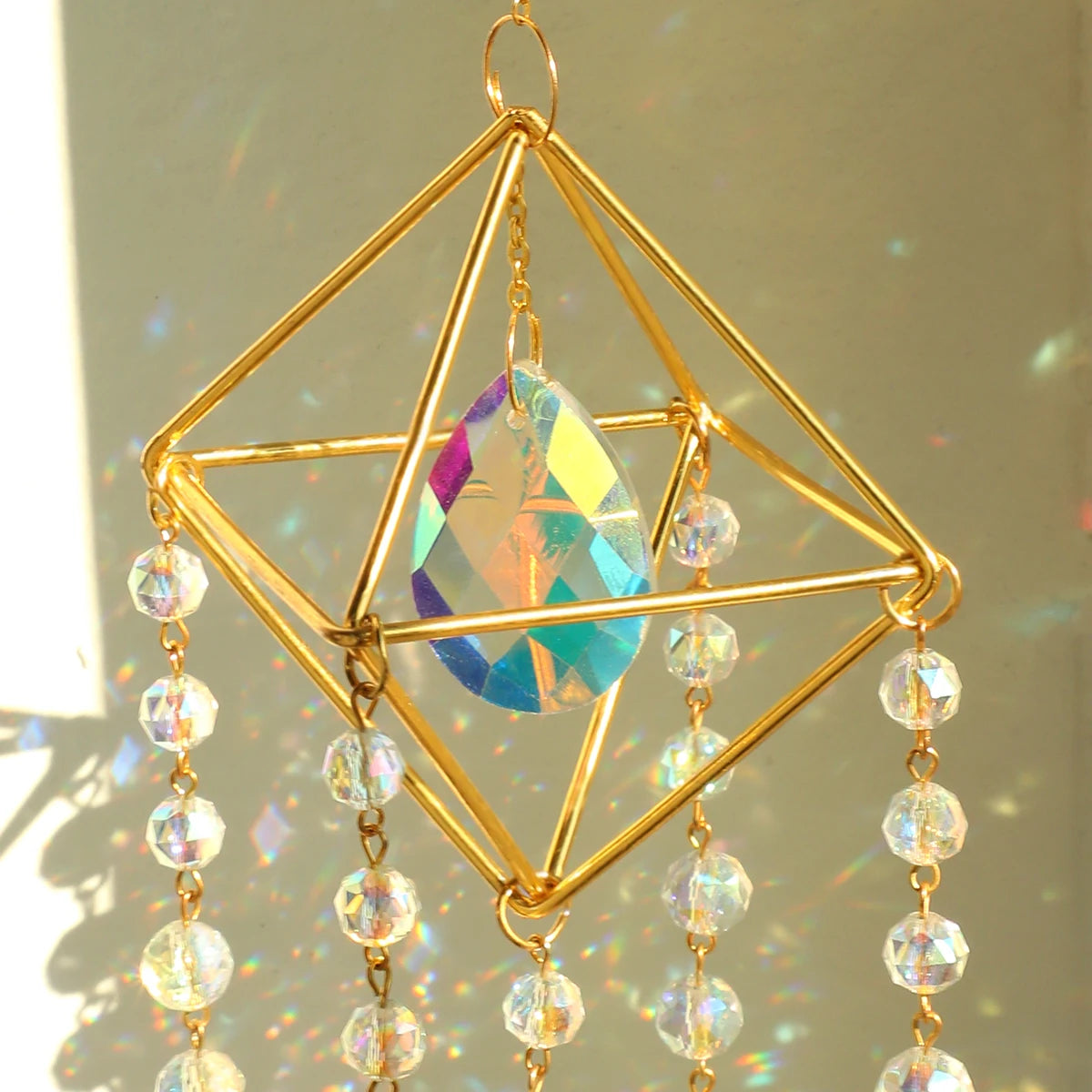 Hemasa Crystal Suncatcher Hanging Wind Chime Sun Catcher Chandelier Light Catcher Rainbow Crystal Prisms