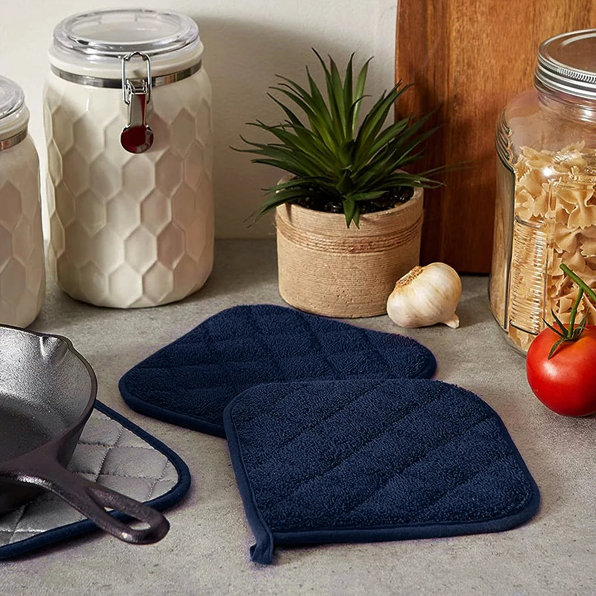 Tejesa 3Pcs Potholder Placemat Cotton Hot Pot Pad for Kitchen Rag Cooking Oven Bake Table Protecti Mat Thick Thermal Insulation Cover