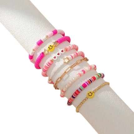 Hemasa  Korean Style Colorful Polymer Clay Beads Bracelet / Hand Accessories Girls Party Jewelry Gifts