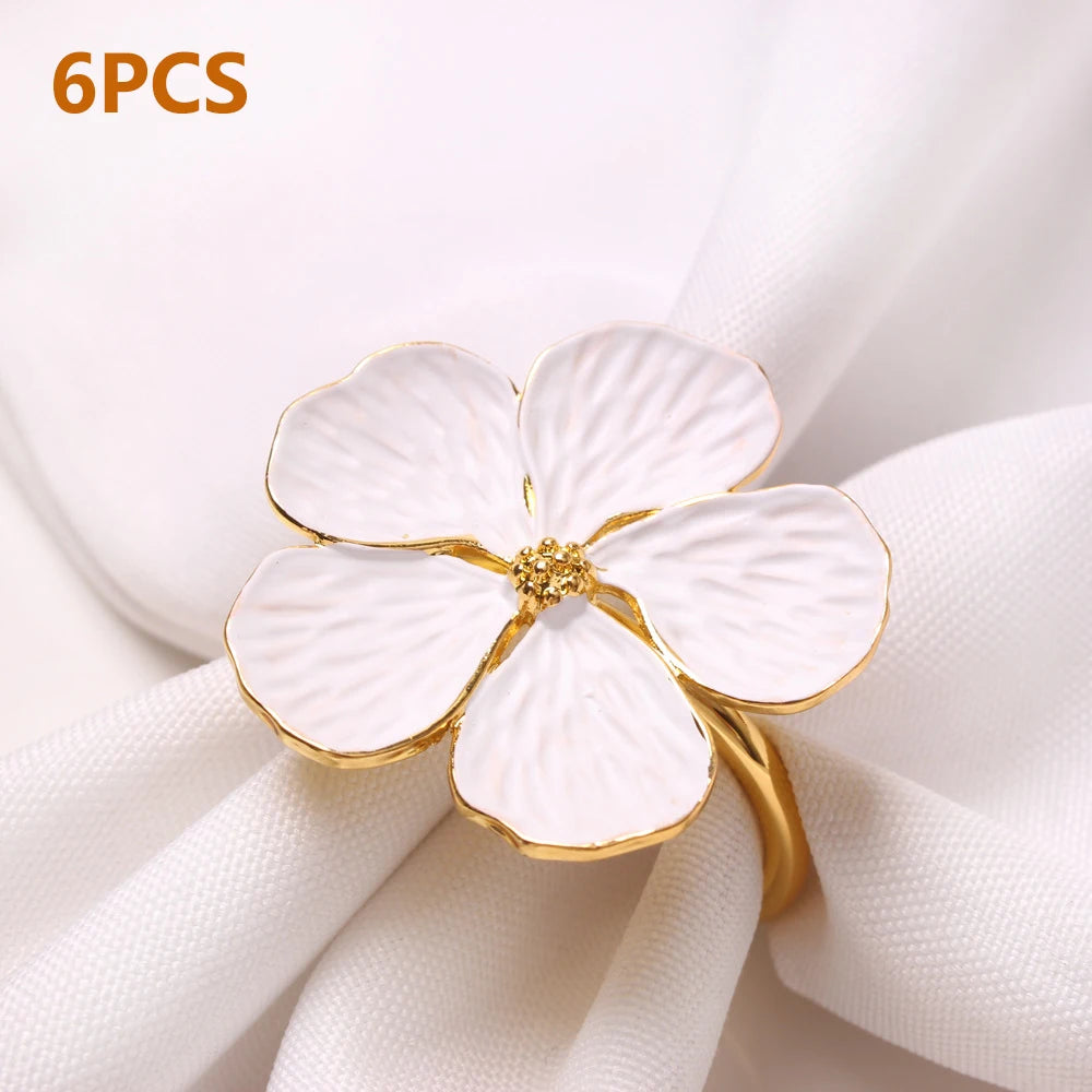 2/4/6/8pcs Simple Plum Napkin Buckle 5 Petals Lucky Flower Napkin Ring for Wedding Christmas Hotel Home Table Decor