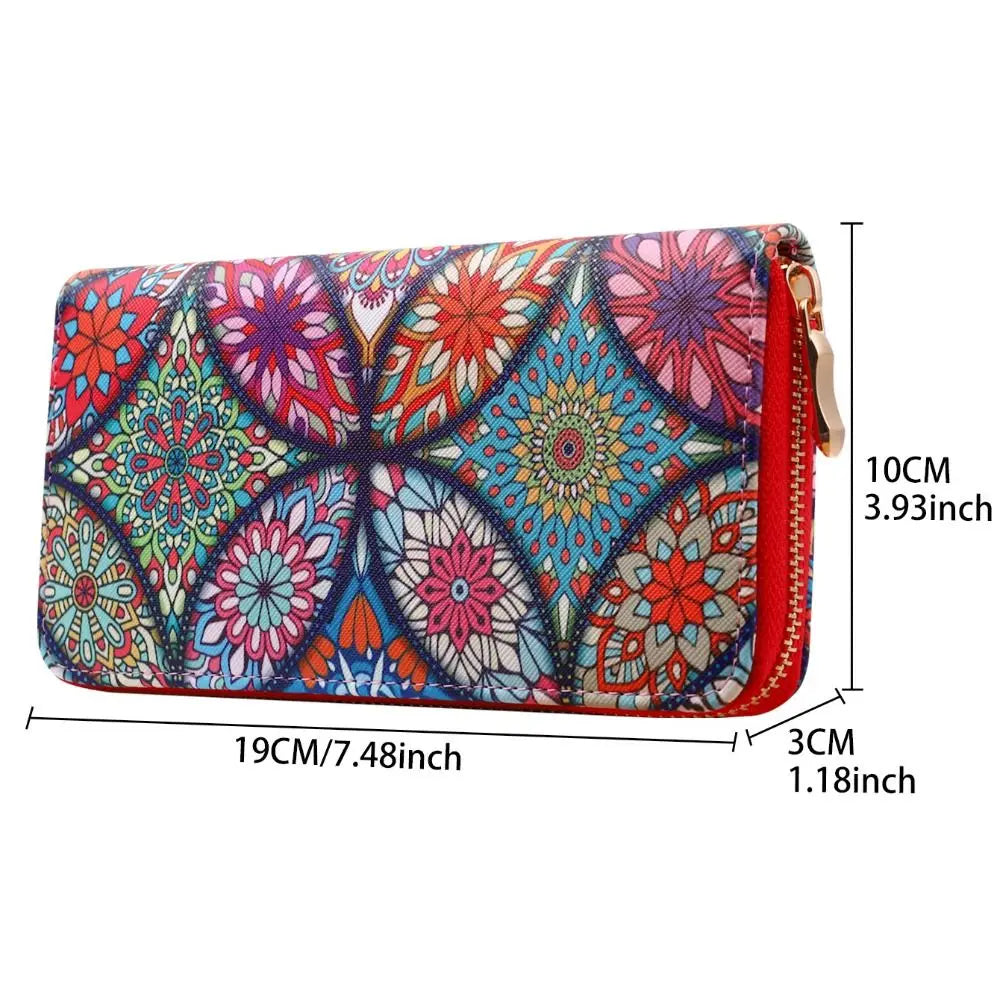 Fashion Women Long Wallet PU Leather Large Capacity Ladies Coin Purse Cards Holder Female Money Bag Multifunctional Zipper Bag