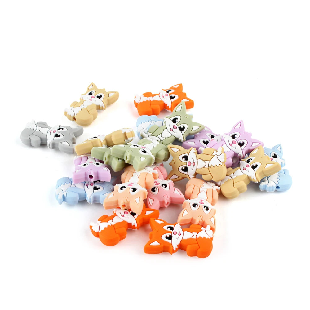 5/10 New Silicone Beads Animal Fox Shape Focal Beads For Jewelry Making DIY Bracelets Keychain Necklaces Jewelry Accessories
