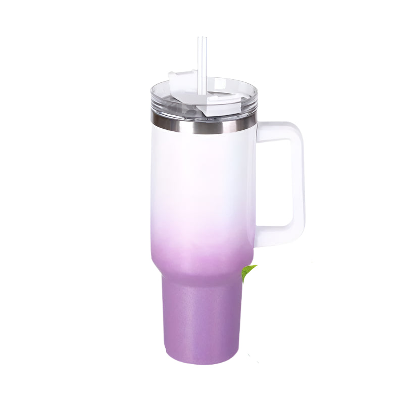 Hemasa 40oz  Stainless Steel Cup Thermal Keeps Cold and Heat Water Bottle with Handle Rainbow Thermal Mug