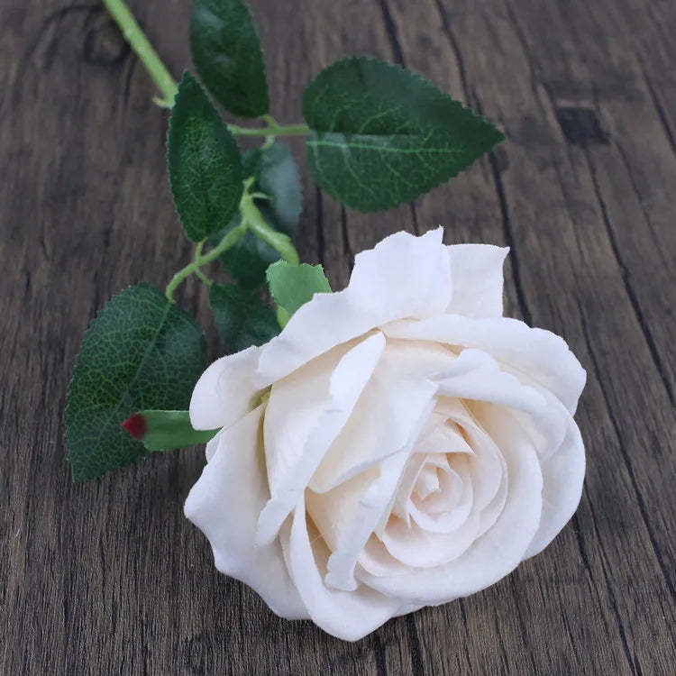Hemasa 10Pcs Artificial Velvet Rose Flower Branch Wedding Decor Party Scence Layout Bride Holding Flowers Home Decoration Rose Flowers