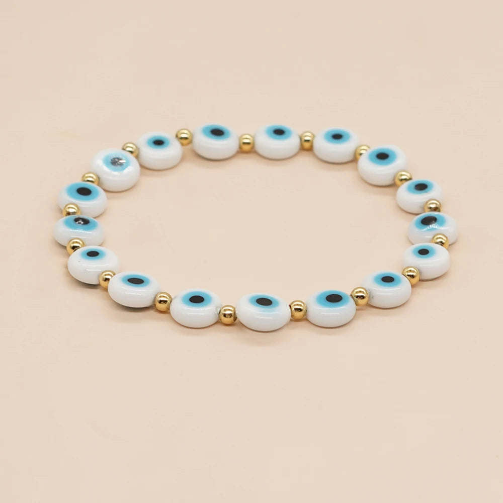 Go2Boho Evil Eye Beaded Handmade Bracelet Boho Accessories Jewelry Stretch Bracelets for Women Men Bohemia Charm Gift