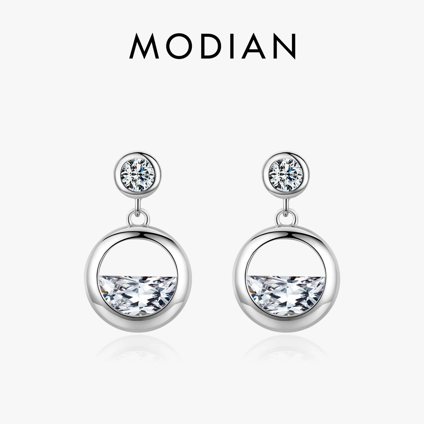 Modian Sparkling Round Irregular Clear Zircon Drop Earrings Gold Color Dangle Ear 925 Sterling Silver Fashion Wedding  Jewelry