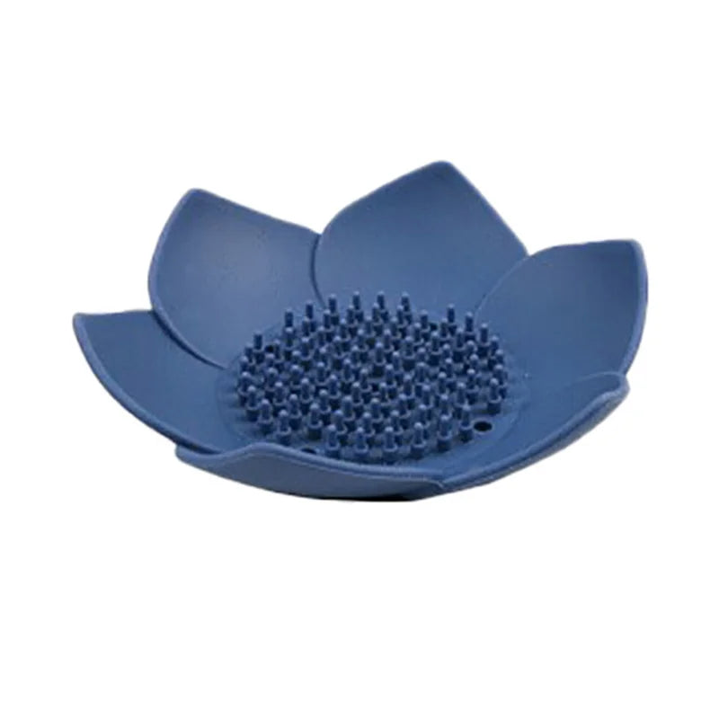 Petal Shape Soap Dish Non-slip Silicone Soap Box Container Bathroom Storage Tray Portable Home Kitchen Drain Sponge Holder