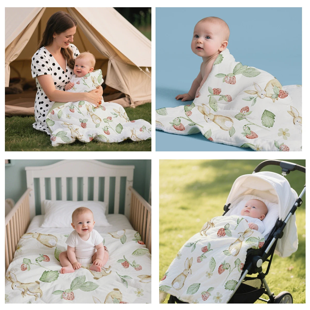 Tejesa Double Side Use Baby Cotton Padded Blanket /Breathable New born Quilt Size 110x150cm