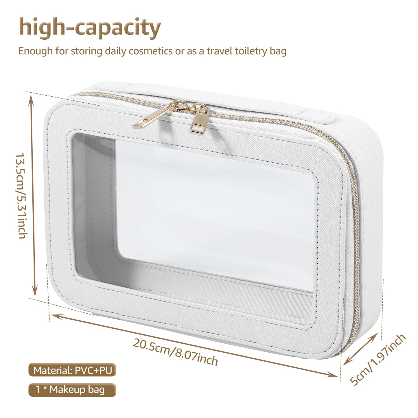 Tejesa Clear Cosmetics Storage Bag Large Makeup Bag PVC Storage Wash Bag for Travel Fitness Swimming Waterproof Toiletries Organizer