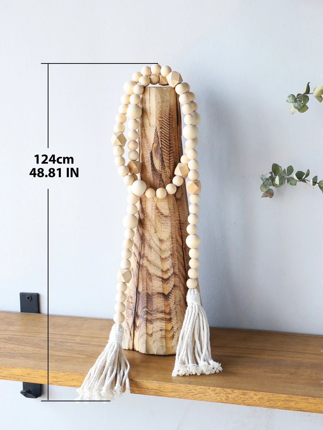 Macrame Wood Bead String Handmade Wooden Beads Chains Ramadan Decor Wall Hanging Decor Boho Home Decoration for Living Room Gift