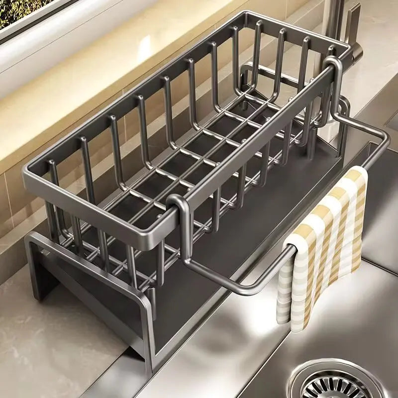 Hemasa Sink drain rack non-stainless steel sponge rack faucet storage soap rack towel rack shelf storage rack