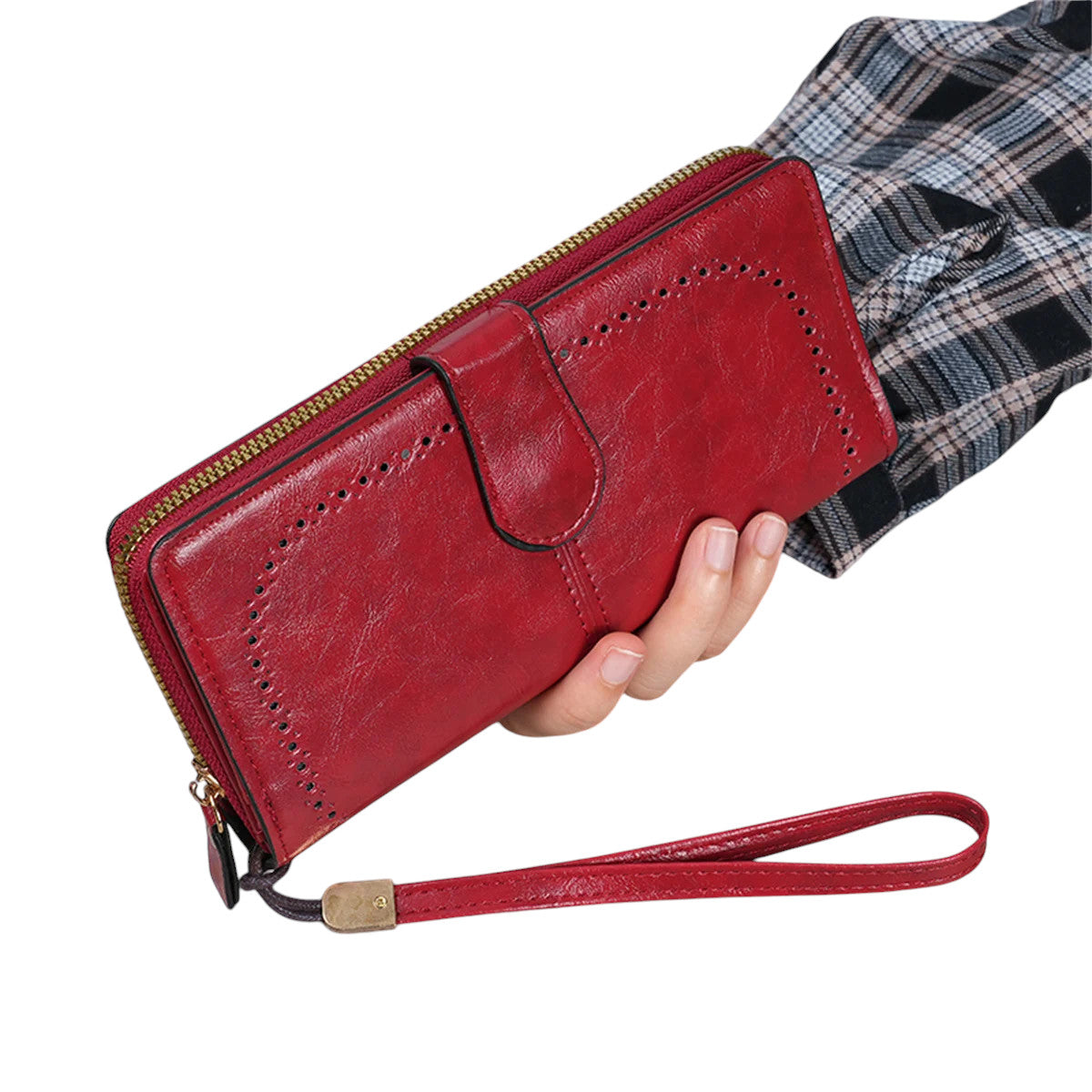 Hemasa Women's oil wax leather wallet / coin wallet Multi-function mobile phone bag multi-card bag