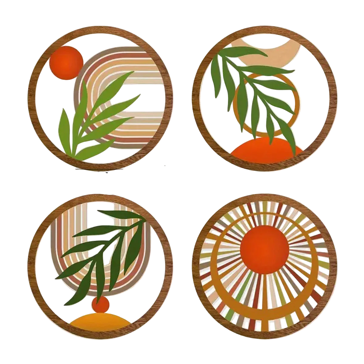 Hemasa 4Pcs Bohemian Wooden Wall Art Decorations Hollow Design Hanging for Living Room Bedroom Courtyard - Unique Decorative Pieces