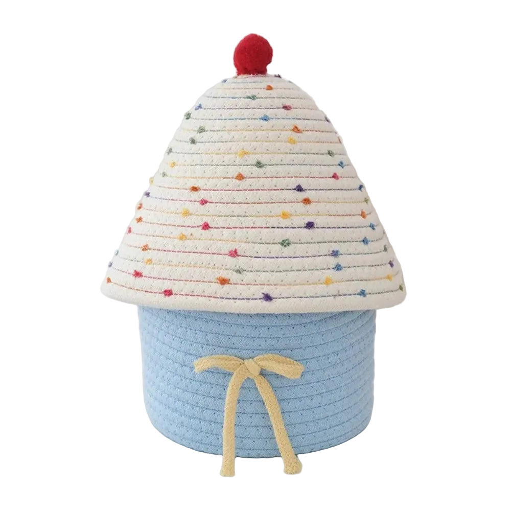 Tejesa Gift Cotton Rope Woven Storage Basket House Shape Ins Style Desk Organizer Handwoven Sundries Container Box Bedroom Decor