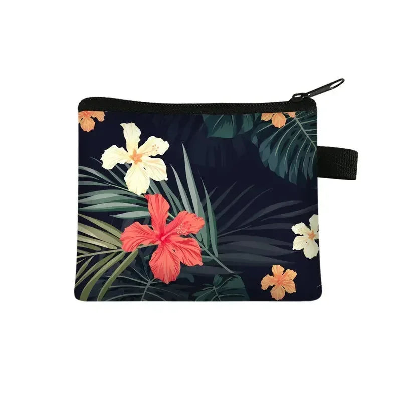 Tejesa Floral Print Small Cosmetic Bag Girl Women Sanitary Napkin Storage Organizer Bag Coin Card Money Eearphone Lipstick Holder Pouch