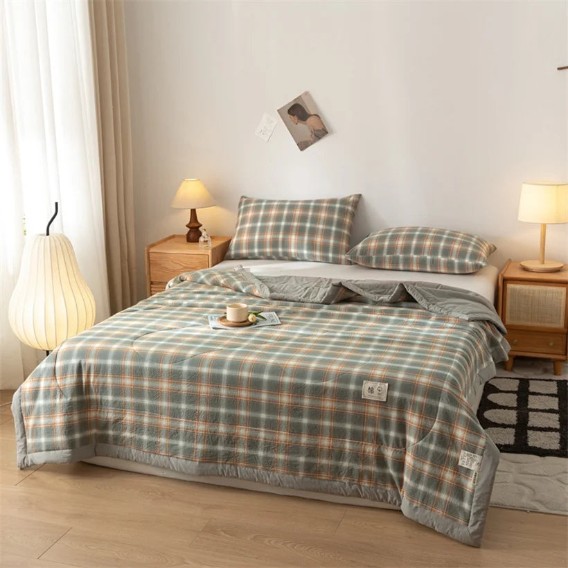 Tejesa Summer 100% Cotton Thin Quilt Comforter Soft Air Conditioning Quilt/Duvet/Blanket Lightweight Bed Cover Soft Bedding