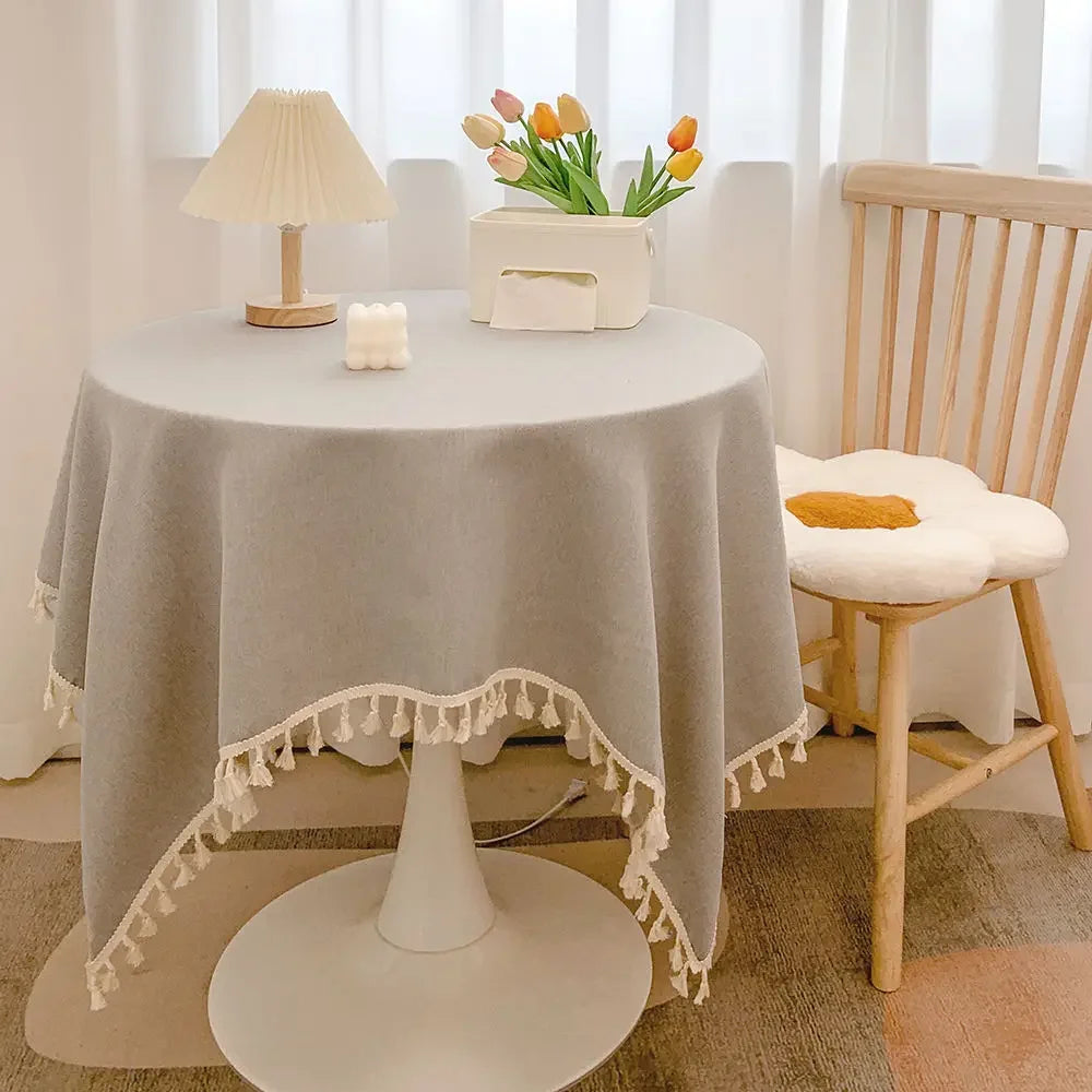 Tassel Tablecloth Kitchen Table Runner Camping Mat Tea Table Cover Wedding Dining Room Decoration 14 Colors