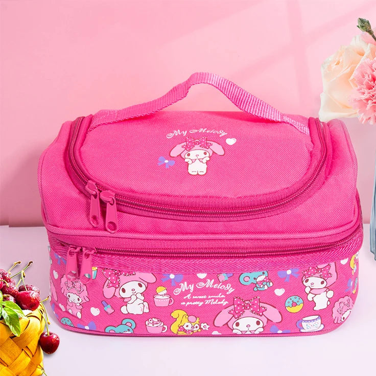 Hemasa  Lunch Bag Cute Cartoon Double-layer Insulated Handbag Waterproof Bento Bag