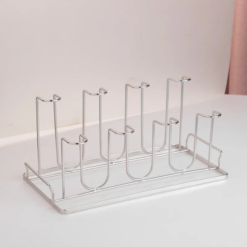 Stainless Steel Cup Tray, Inverted Hanging Rack, 8 Cup and 12 Cup Drain Rack, Home and Office Use, Durable Organizer