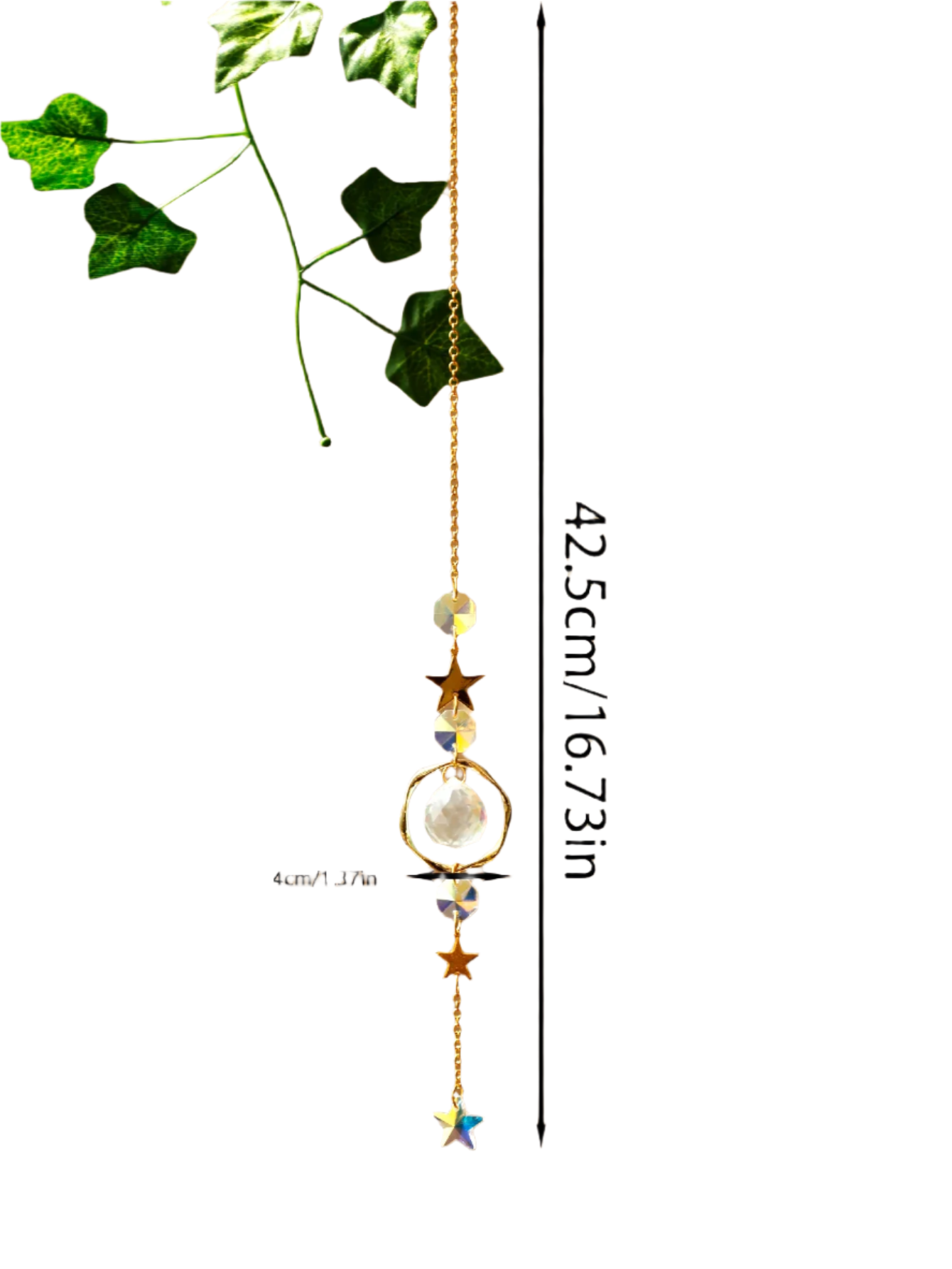 Hemasa Hanging Ornaments Boho Sun Catcher Handmade Art Crystal Sun Catchers with Gold Chain for Window/ Wall or Garden Decor Wind Chimes