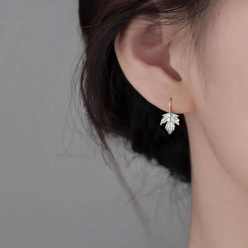 Tejesa 925 Sterling Silver Geometric Charming Exquisite Leaf Hook Stud Earrings for Women Fine Jewelry High Luxury Vintage Accessories