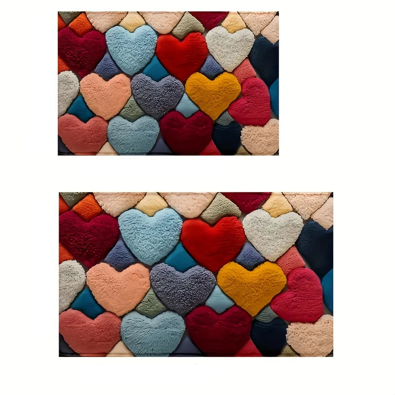 Hemasa Valentine's Day Heart Pattern Mat/Soft  Memory Foam Rug/ Non-Slip Floor Mat for Living Room/Bathroom/Holiday Gift Home Decor