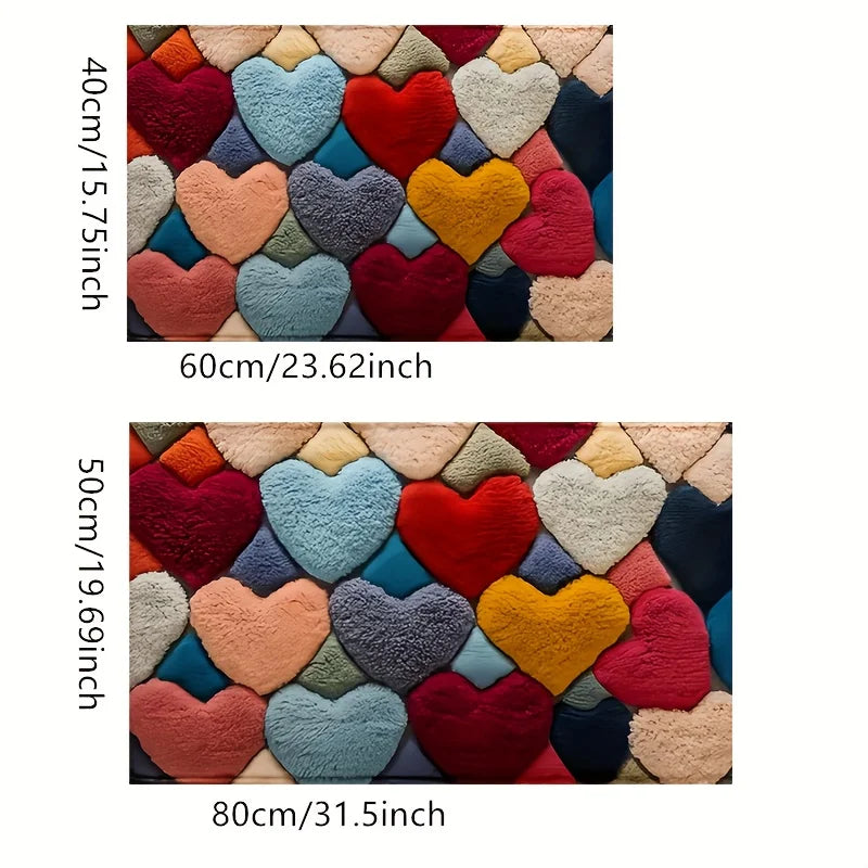 Hemasa Valentine's Day Heart Pattern Mat/Soft  Memory Foam Rug/ Non-Slip Floor Mat for Living Room/Bathroom/Holiday Gift Home Decor