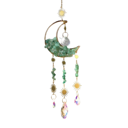 Hemasa Amethyst Suncatcher Moon Crystal Gemstone Windchime Sun Catcher / Rainbow Crystal Window Yard Garden Decoration Outdoor