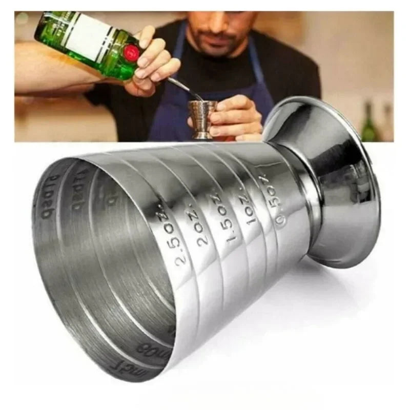 1pc Bar Cocktail Glass Mixed Drink Measure Cup 75ml Stainless Steel Cocktail Shaker 3in1 Measure Jigger Bar Party Accessories